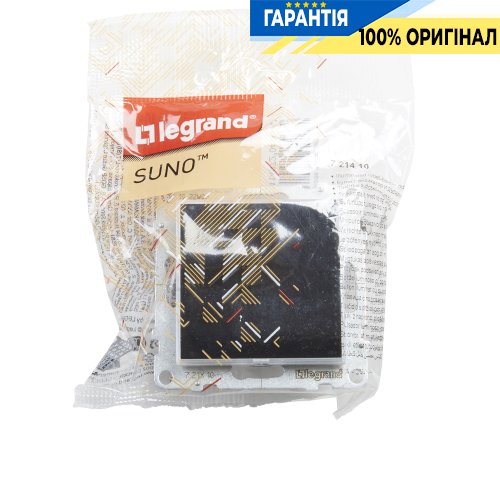 Кнопка 1-кл з тримачем етикети 6A/250V Legrand Suno 721410 чорний