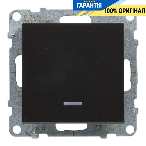 Вимикач 1-кл з підсв. (пруж.клеми) 10А/250V Legrand Suno 721411 чорний