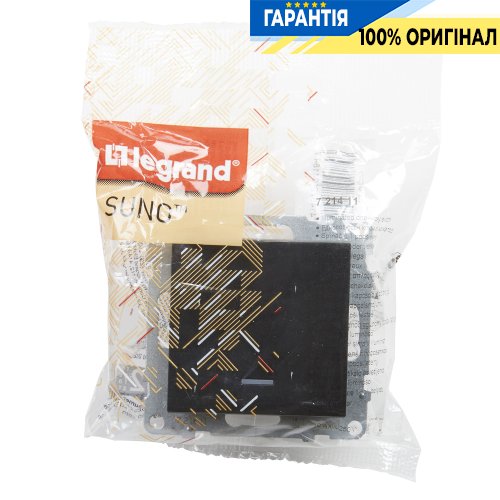 Вимикач 1-кл з підсв. (пруж.клеми) 10А/250V Legrand Suno 721411 чорний
