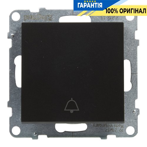 Кнопка 1-кл с символом "Звонок" (пружин.клеммы) 6A/250V Legrand Suno 721413 черный
