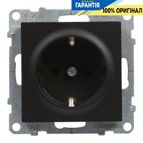 Розетка с з/к и шторками (пружин.клеммы) 16А/250V Legrand Suno 721420 черный