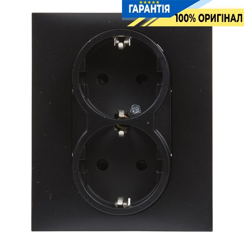 Розетка 2-а. із з/к та шторками (пруж.клеми) 16А/250V Legrand Suno 721426 чорний