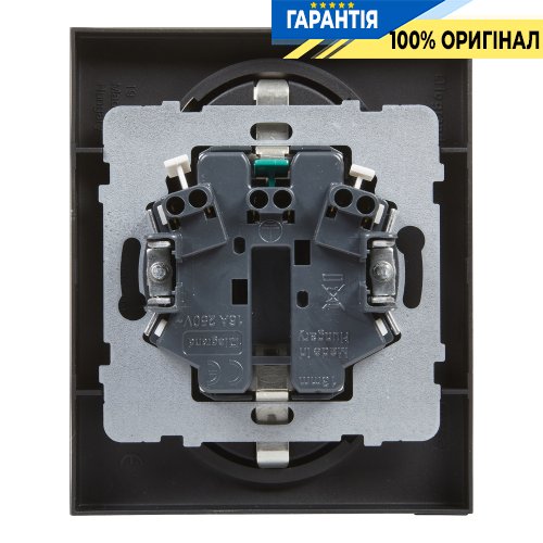 Розетка 2-а. із з/к та шторками (пруж.клеми) 16А/250V Legrand Suno 721426 чорний