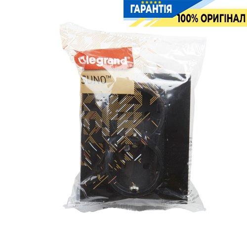 Розетка 2-а. із з/к та шторками (пруж.клеми) 16А/250V Legrand Suno 721426 чорний