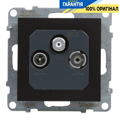 Розетка TV-R-SAT кінцева 10dB Legrand Suno 721469 чорний