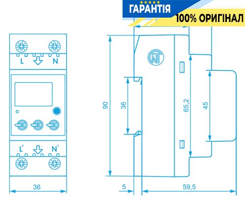 Реле напряжения 1ф 32А din РН-32t с термозащитой Novatek (Новатек) NTRN03202