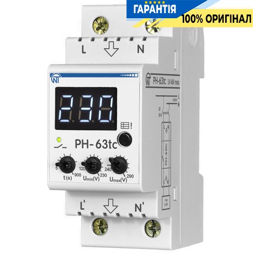 Реле напруги 1ф 63А din РН-63tз термозахистом Novatek (Новатек) NTRN06302
