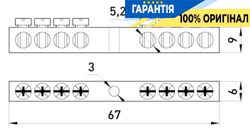Шина нулевая 8 отв.х 20 А e.bsc.stand.20.8 s055003 E.NEXT
