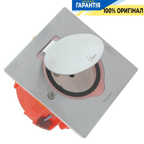 Legrand 89700 Розетка напольная, нержавеющий металл, квадрат, 1 место на 2 модуля