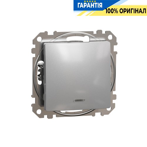 Перемикач з підсвічуванням 1-кл Schneider Electric Sedna Design SDD113106L (колір - алюміній)