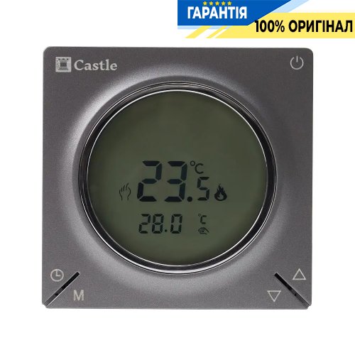 Терморегулятор для теплої підлоги Castle AC829H-Wi-Fi з функцією Wi-Fi, графітовий корпус