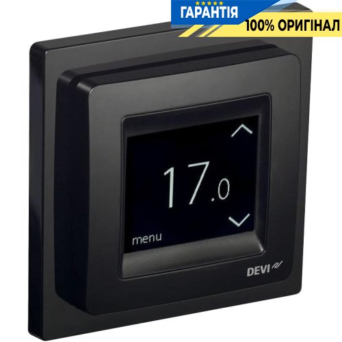 Терморегулятор DEVI DEVIreg Touch 140F1069 сенсорний багатофункціональний, чорний глянець, +5...+35 °C