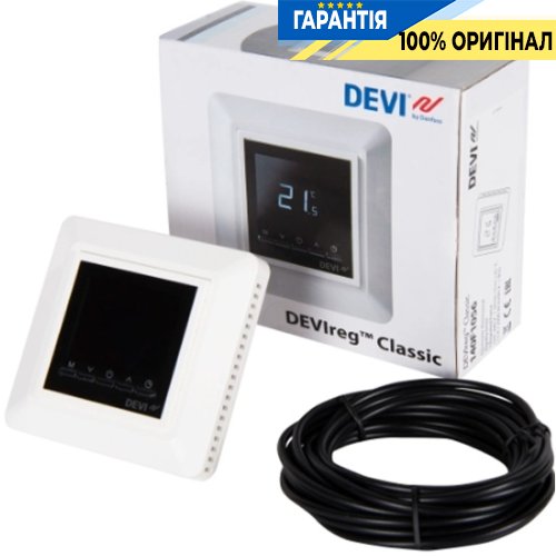 Терморегулятор DEVI DEVIreg Opti 140F1055 з інтелектуальним таймером, діапазон +5...+45°C, білий