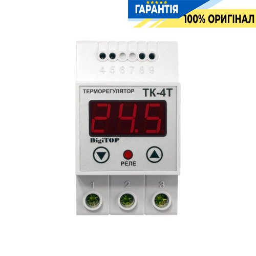 Терморегулятор DigiTop ТК-4T, диапазон +5…+40°С, DIN-рейка, 230В, 16А
