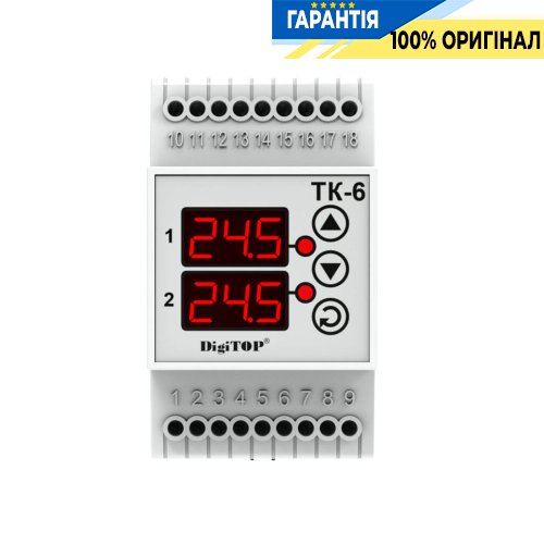 Терморегулятор DigiTop ТК-6, діапазон -50…+125°С, DIN-рейка, 230V/16А