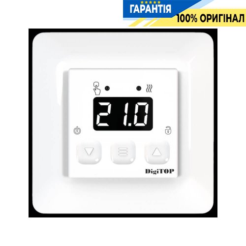 Терморегулятор DigiTop TS-1F, діапазон +5…+40°C, 230V, 16А, вбудований монтаж