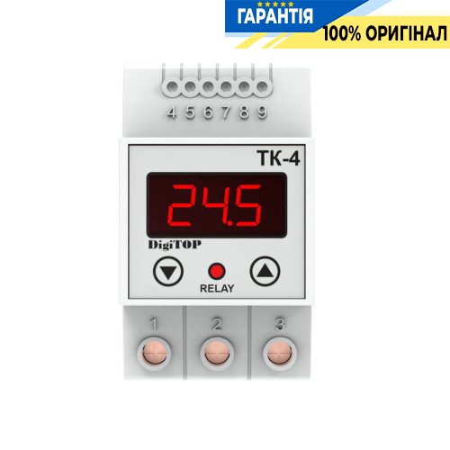 Універсальний терморегулятор DigiTop ТК-4, діапазон -50…+125°С, DIN-рейка, 230V/16А