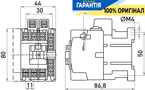 Контактор E.NEXT e.industrial.ukc.9.42, 9A, 42В, 1NO+1NC, i.0090072