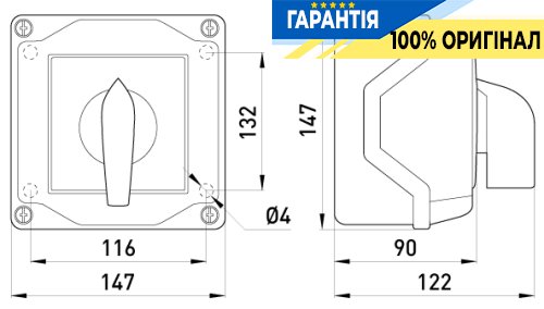Пакетний перемикач E.NEXT LK63/3.323-ОВ/45, 3 полюси, 1-0-2, 63А, IP44, артикул 8834-200