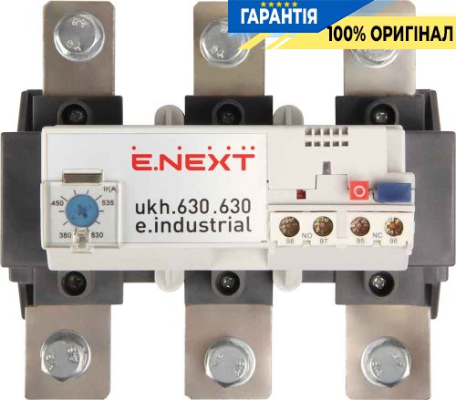Тепловое реле E.NEXT e.industrial.ukh.630.380.630, номинальный ток 630А, диапазон регулировки 380-630А, код i0110019