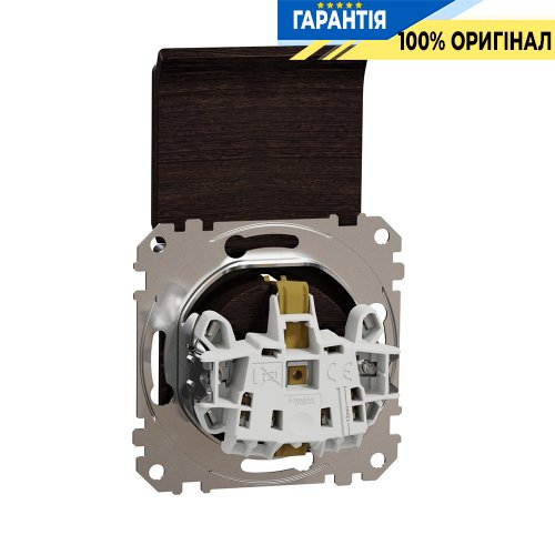 Розетка з з/к зі шторками із кришкою Schneider Electric «Sedna Elements» SDD181024 (колір - венге)