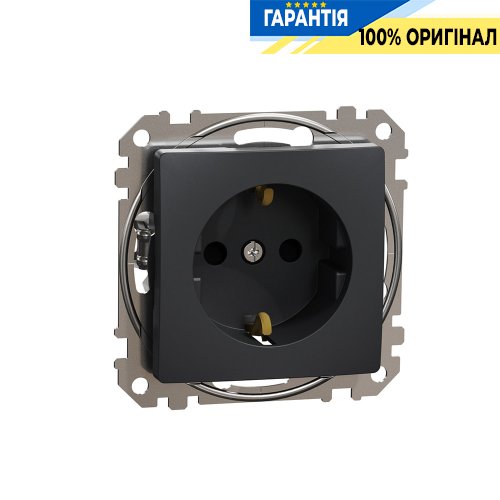 Розетка с з/к со шторками Schneider Electric «Sedna Design» SDD114022 (цвет - черный)