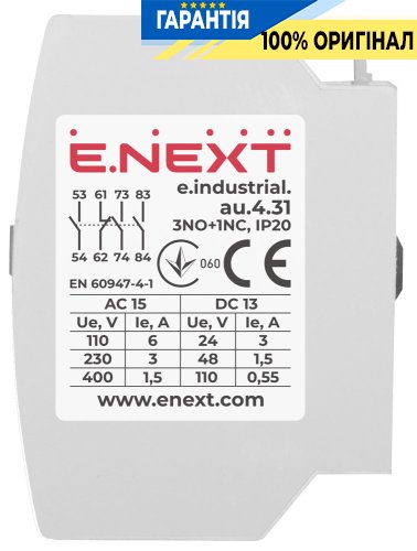 Додатковий контакт E.NEXT e.industrial.au.4.31, 3NO+1NC, артикул i0140004