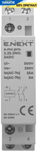 Модульний контактор E.NEXT e.mc.pro.2.25.2NO.24DC, 2 полюси, 25А, 2NO, 24В, код p005301