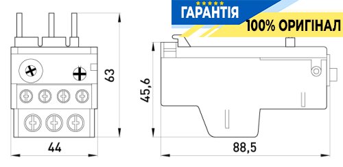 Тепловое реле E.NEXT e.industrial.ukh.22.4, номинальный ток 22А, диапазон регулировки 2,5-4А, артикул i0110003