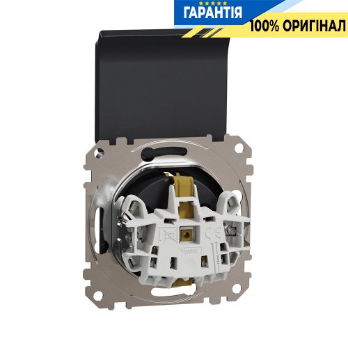 Розетка с з/к со шторками с крышкой Schneider Electric «Sedna Design» SDD114024 (цвет - черный)