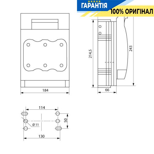 Вимикач-роз'єднувач під запобіжник E.NEXT e.fuse.VR.250, 3 полюси, 250А, i0760040