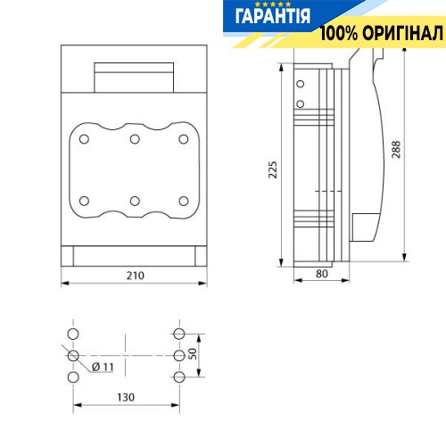 Вимикач-роз’єднувач під запобіжник E.NEXT e.fuse.VR.400, 3 полюси, 400А, габарит 2, i0760086