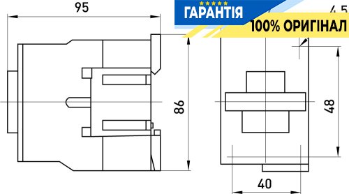 Контактор E.NEXT e.pro.ukc.2.25.400.1NO 25А, 400В, 1NO, p009108