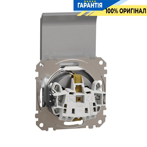 Розетка з з/к зі шторками із кришкою Schneider Electric «Sedna Design» SDD113024 (колір - алюміній)