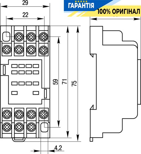 Модульний роз'єм E.NEXT e.control.p34s для проміжного реле 3А, 4 групи контактів, код i.pif.14a