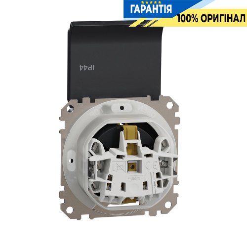 Розетка с з/к со шторками и с крышкой IP44 Schneider Electric «Sedna Design» SDD214024 (цвет - черный)