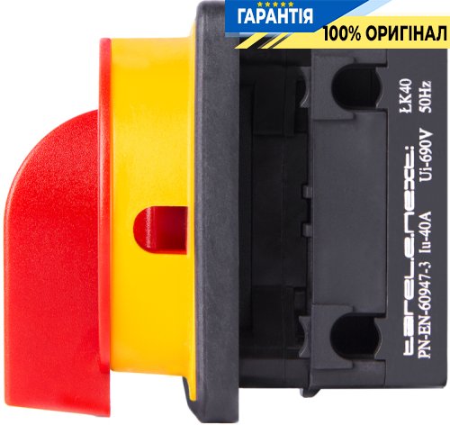 Пакетний перемикач щитовий E.NEXT LK40/1.216-ZК/45, 1 полюс, 0-1, 40А, з передньою панеллю під пломбу, артикул 8665-200