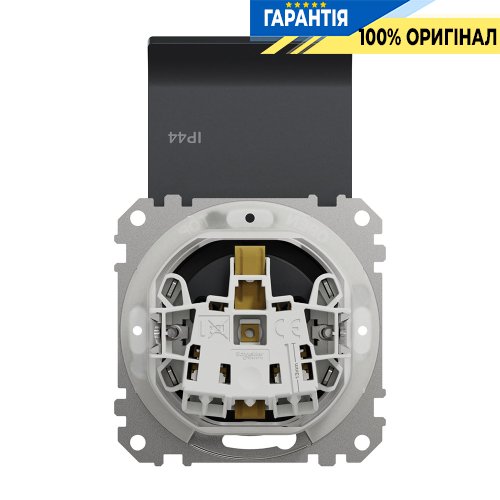 Розетка с з/к со шторками и с крышкой IP44 Schneider Electric «Sedna Design» SDD214024 (цвет - черный)