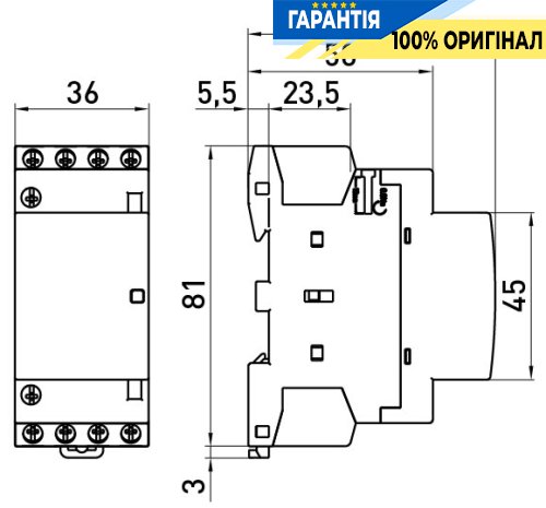 Модульный контактор E.NEXT e.mc.pro.2.40.1NO+1NC, 2 полюса, 40А, 1NO+1NC, 220В, p005226