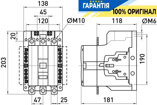 Контактор E.NEXT e.industrial.ukc.220.220, 220А, 220В, 1NO+1NC, i.0090008