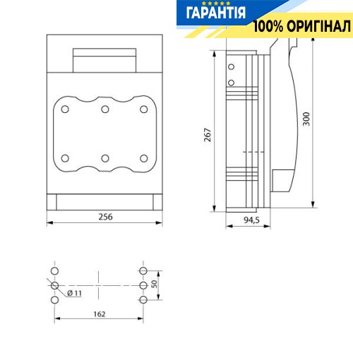 Выключатель-разъединитель под предохранитель E.NEXT e.fuse.VR.630, 3 полюса, 630А, i0760087