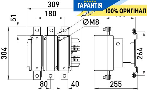 Контактор E.NEXT e.industrial.ukc.630.220, 630А, 220В, 1NO, i.0090015