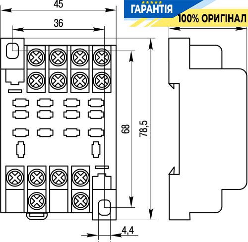 Модульний роз'єм E.NEXT e.control.p104s для проміжного реле 10А 4 гр. конт. i.ptf.14a