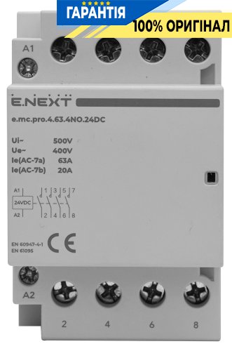 Модульный контактор E.NEXT e.mc.pro.4.63.4NO.24DC, 4 полюса, 63А, 4NO, 24В, код p005309