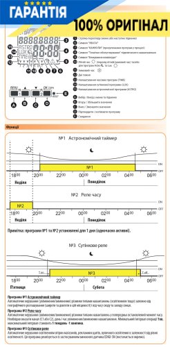 Цифровой астрономический таймер с сумеречным реле ETI EDIGI-R2 230V 2x16A_AC1 2470400