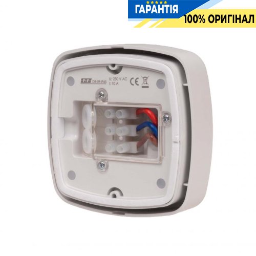 Датчик руху F&F DR-09-IP65, накладний, 230В/10А, 360°, IP65, функція присутності, білий