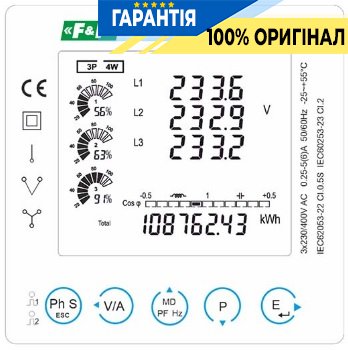Анализатор параметров сети F&F DMM-5T-2 щитовой с интерфейсом Modbus RTU
