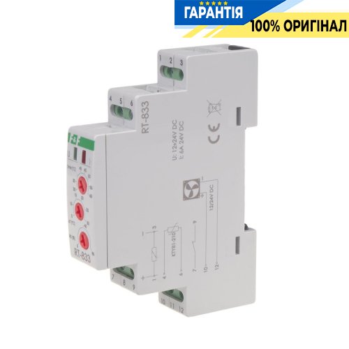 Регулятор температури F&F RT-833 DIN 1ПК 6А(DC) 12-24V DC для керування швидкістю вентилятора