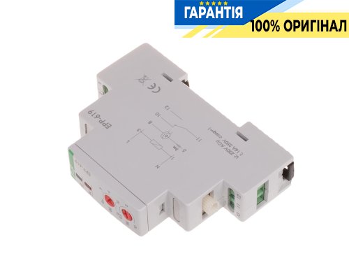 Реле струму F&F EPP-619 1NO/NC 16А 230V AC з регулюванням 0,6-16А