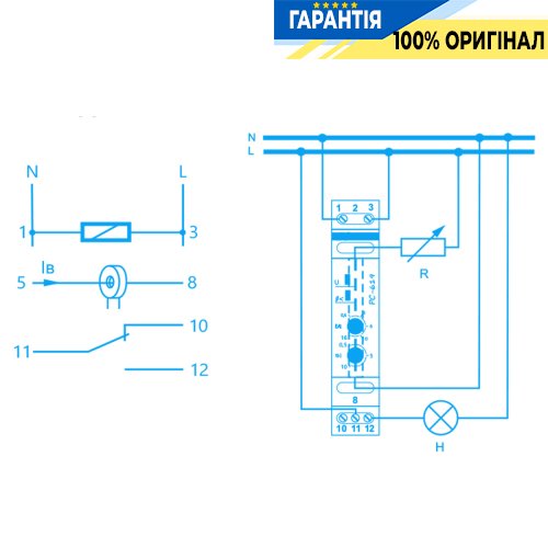 Реле струму F&F EPP-619 1NO/NC 16А 230V AC з регулюванням 0,6-16А